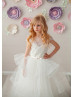 Ivory Lace Tulle Tiered Cupcake Long Flower Girl Dress